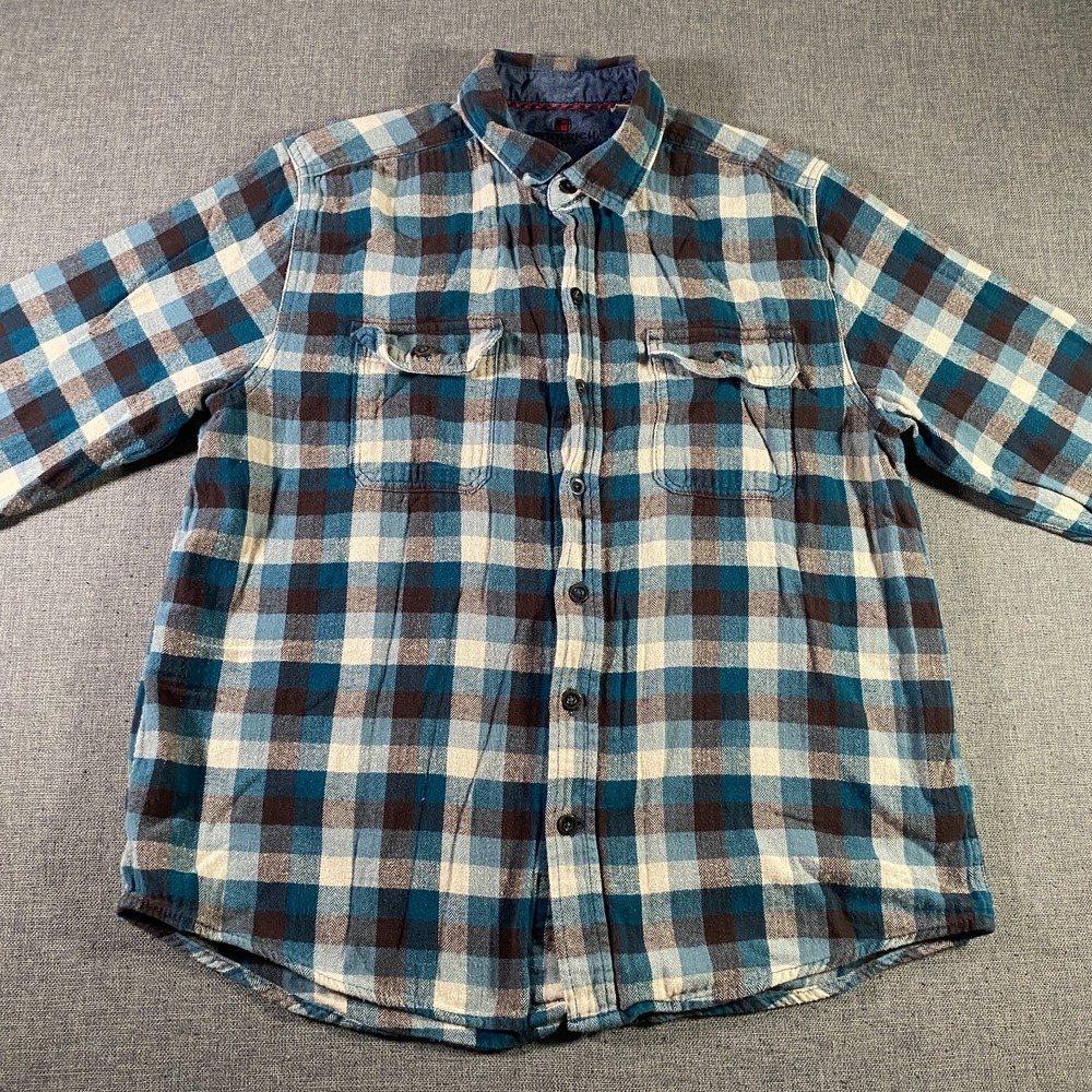 Woolrich Flannel Shirt Mens Size Large Tartan Plaid Long Sleeve Lightweight